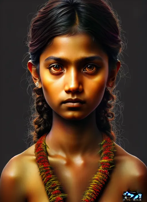 Image similar to photo of a sri lankan jungle girl in the style of stefan kostic, realistic, full body shot, sharp focus, 8 k high definition, insanely detailed, intricate, elegant, art by stanley lau and artgerm, dark, gloomy street background