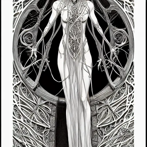 Image similar to centered elven ,intricate, veins, by Hugo pratt, ultradetailed, charachter design, concept art, trending on artstation,