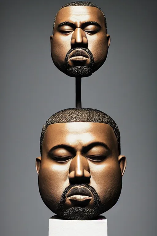 Image similar to a sculpture of kanye west by takashi murakami, photo at an art museum