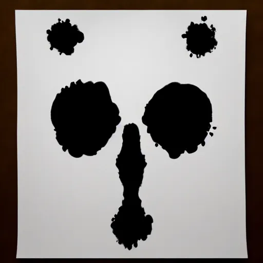 Prompt: one big inkblot on the paper, rorschach test, symmetrical, lightly styled to Pixar Studio