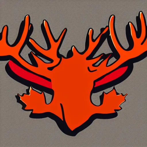 Prompt: an orange moose logo with maple leaf antlers, graphic design, logo