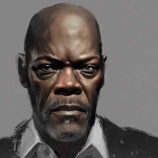 Prompt: portrait of samuel l. Jackson, dramatic lighting, illustration by Greg rutkowski, yoji shinkawa, 4k, digital art, concept art, trending on artstation