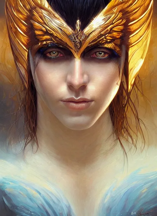 Image similar to a highly detailed symmetrical painting of a furious female amazon with piercing beautiful eyes, trending on artstation, deviantart, art by artgerm and karol bak and mark brooks