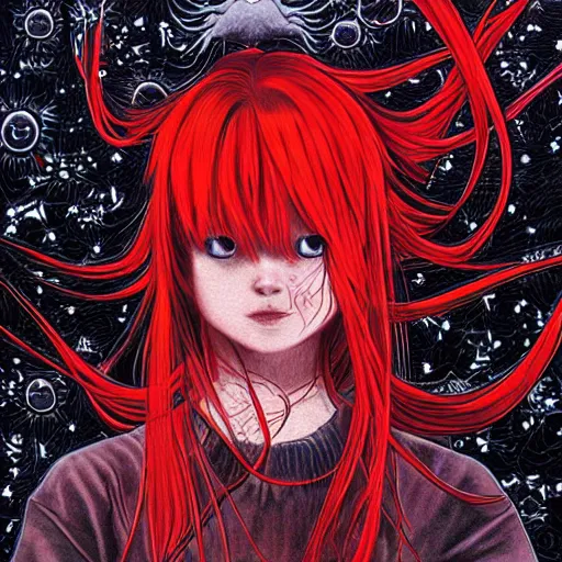 Image similar to asuka langley by Dan Hillier, Junji Ito, hd 8k