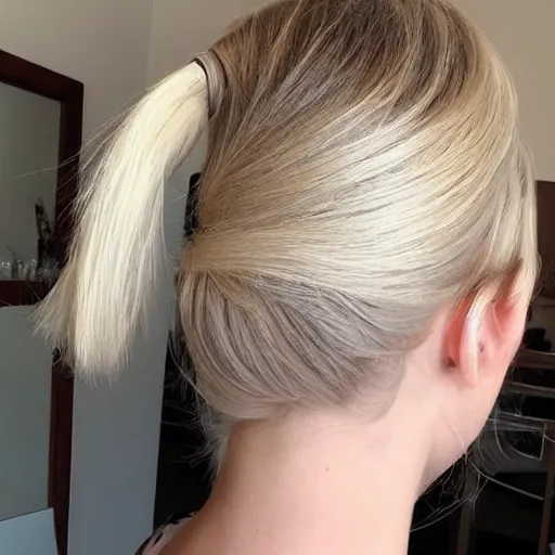 Prompt: blond hair in pony tail