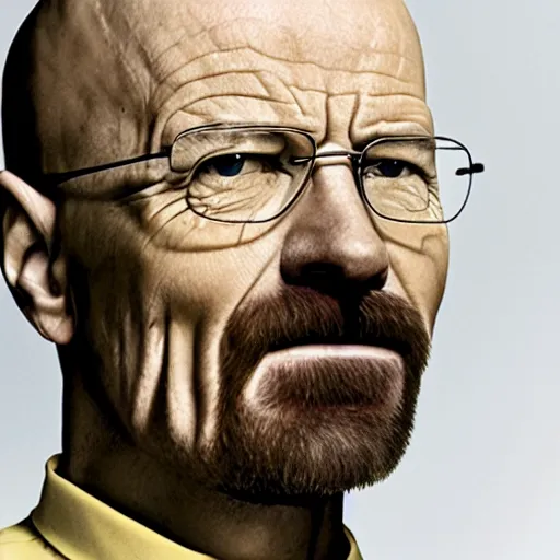Image similar to walter white with buck teeth yellow skin and acne everywhere