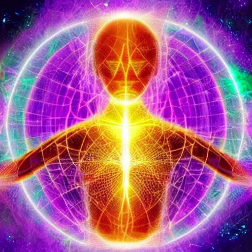 Prompt: As we move into the holographic space which is complete where we become as a complete and whole matrix of consciousness, and we as different people vibrate at different states of evolution, as different pieces of a living system as vibrating or being conscious.