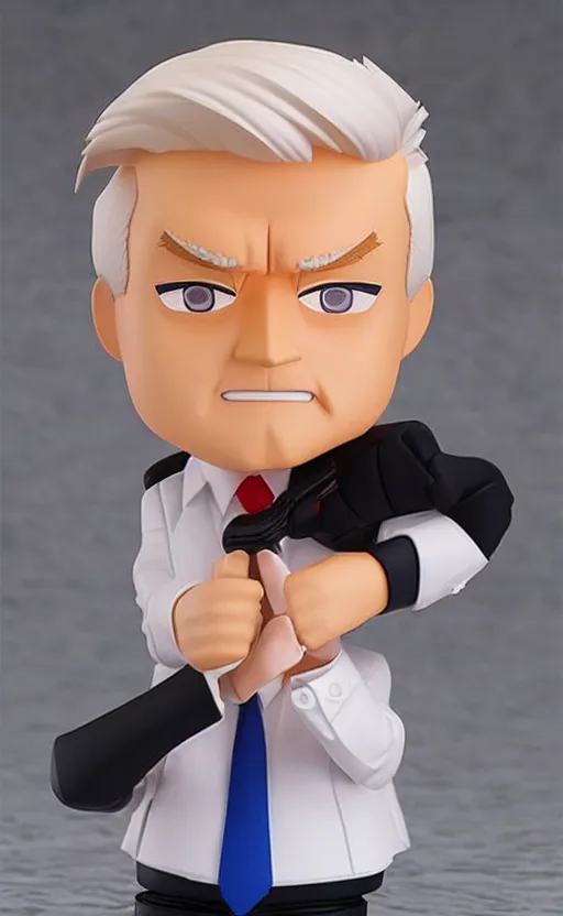 Image similar to one donald trump nendoroid, well - designed, chibi, realistic lighting