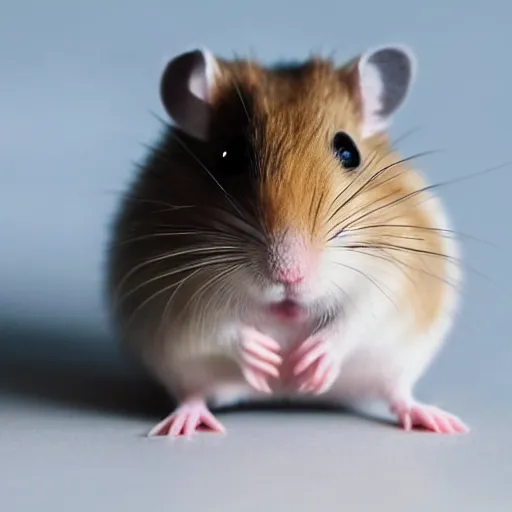 Image similar to a hamster with realistic human eyes