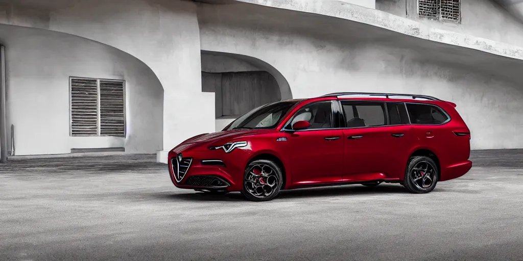 Image similar to 2022 Alfa Romeo Minivan, red