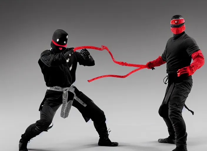 Image similar to Snake Eyes and white ninja fighting