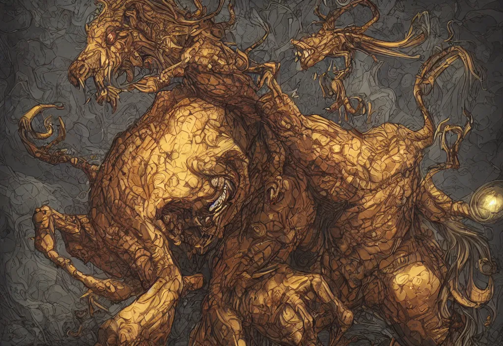 Image similar to cowering in fear from the limitless creativity monster, fantasy style, hd illustration