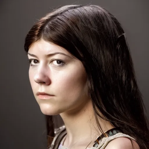 Image similar to a masterpiece portrait photo of a beautiful young woman who looks like a native american mary elizabeth winstead, symmetrical face