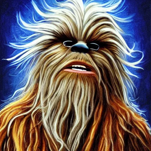 Prompt: chewbacca as gandalf, painting,