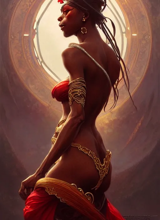 Prompt: : shango fantasy, fantasy magic, , intricate, elegant, sharp focus, illustration, highly detailed, digital painting, concept art, matte, art by WLOP and Artgerm and Greg Rutkowski and Alphonse Mucha, masterpiece