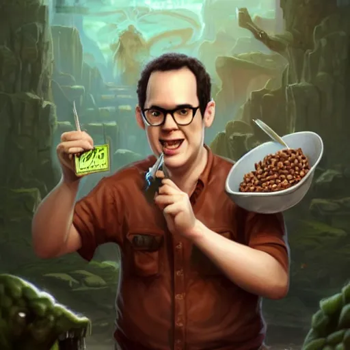 James Rolfe ( Angry Video Game Nerd ) With A Bowl Of 