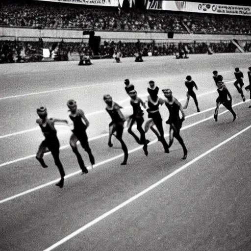 Image similar to Goblins competing with men in the Olympics 100m sprint