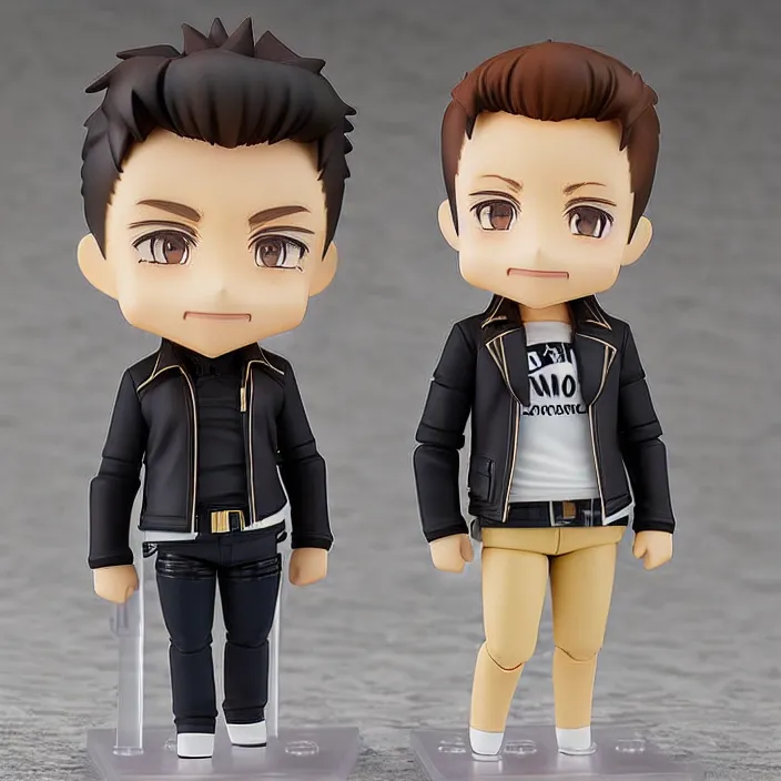 Prompt: Anime Nendoroid figurine of ELON MUSK Wearing Leather Jacket, fantasy, figurine , product photo