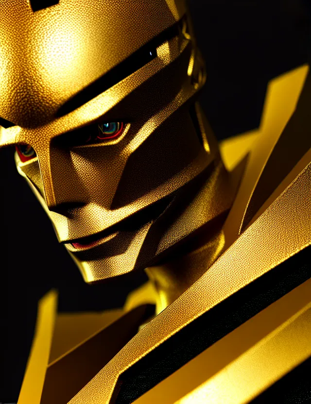 Prompt: complex 3 d render of a beautiful porcelain cyberpunk elon musk, gold and black blu, fractal veins. dragon cyborg, 1 5 0 mm, beautiful natural soft light, rim light, gold fractal details, fine lace, mandelbot fractal, anatomical, glass, facial muscles, elegant, ultra detailed, metallic armor, octane render, depth of field