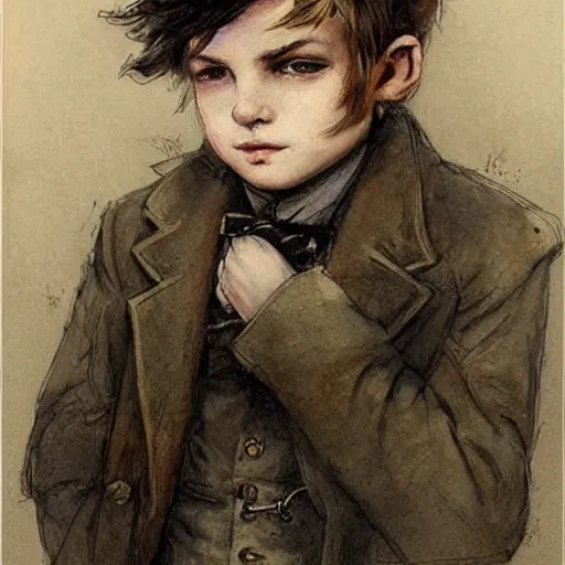 Image similar to (((((portrait of boy dressed as steampunk detective . muted colors.))))) by Jean-Baptiste Monge !!!!!!!!!!!!!!!!!!!!!!!!!!!