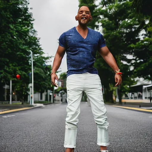 Image similar to will smith with his pants pulled up high, canon eos r 3, f / 1. 4, iso 2 0 0, 1 / 1 6 0 s, 8 k, raw, unedited, symmetrical balance, wide angle