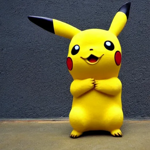 Image similar to Pikachu Sculpture made out of cobblestone