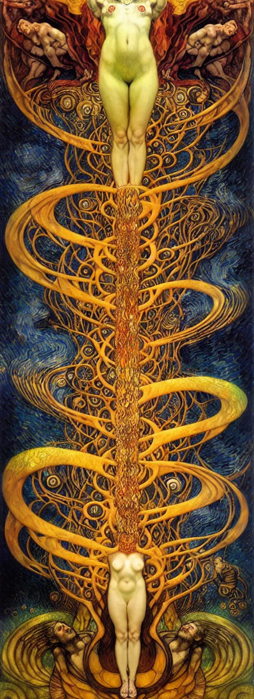 Image similar to Divine Chaos Engine by Karol Bak, Jean Delville, William Blake, Gustav Klimt, and Vincent Van Gogh, symbolist, visionary