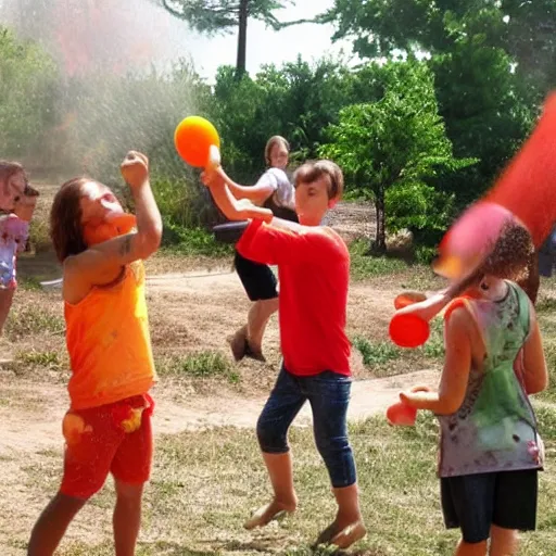 Prompt: tomatoes make great weapons when water balloons aren't available