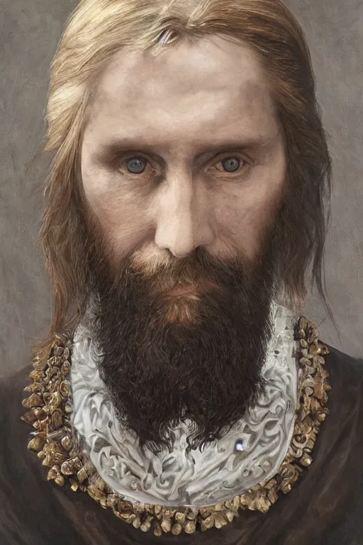 Prompt: An extremely beautiful pre-raphaelite portrait of Grigori Rasputin, Soviet Russia, surreal, ultra detailed, intricate, elegant, digital art painting, artstation, concept art, smooth, sharp focus, illustration, regal, award winning picture, extremely detailed masterpiece, sense of awe, featured on artstation, Artgerm, effervescent punk kawaii-noir pastel bubbles, winning award piece, ethereal rainbows, Aetherpunk, Exquisite details