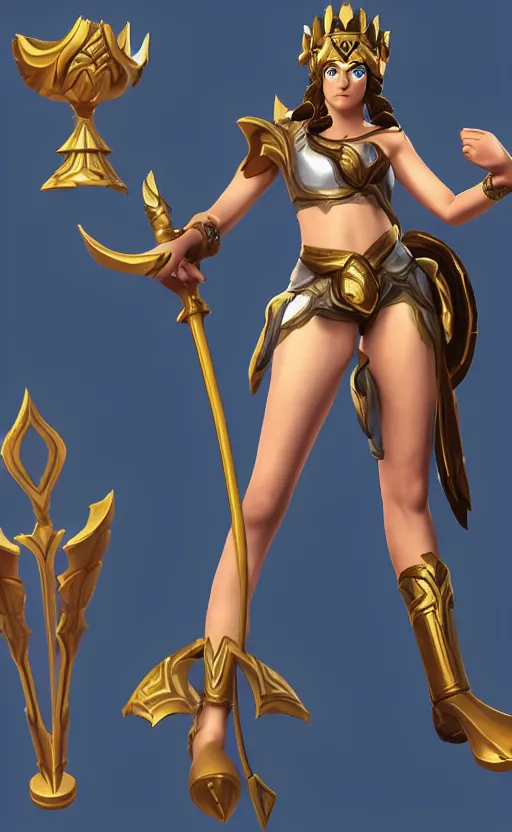 Image similar to athena greek god as a character in the game league of legends, with a background based on the game league of legends, detailed face, old 3 d graphics