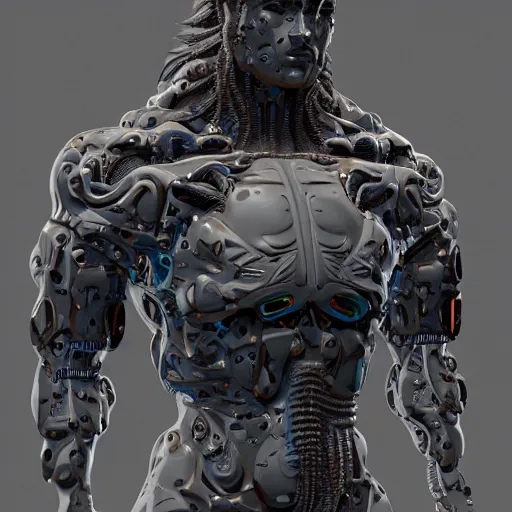 Image similar to zbrush future cyborg 3d art Jonathan zawada plasure model by noisia, former, android human art deep grey
