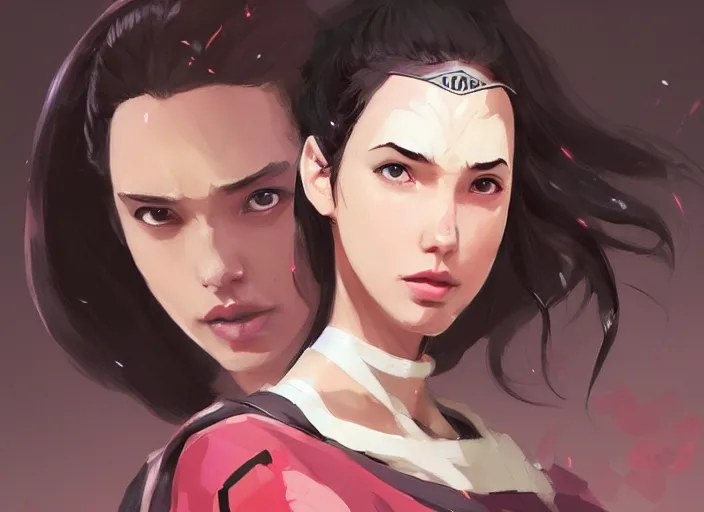 Image similar to model face gal gadot as nezuko from demon slayer ねずこイラスト by artgem by greg rutkowski trending on artstation