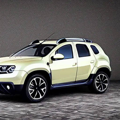 Prompt: A crossover between a Bugatti and a Dacia Duster