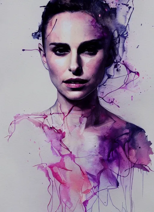 Image similar to nathalie portman full body by agnes cecile, pastel light colours, ink drips, autumn lights