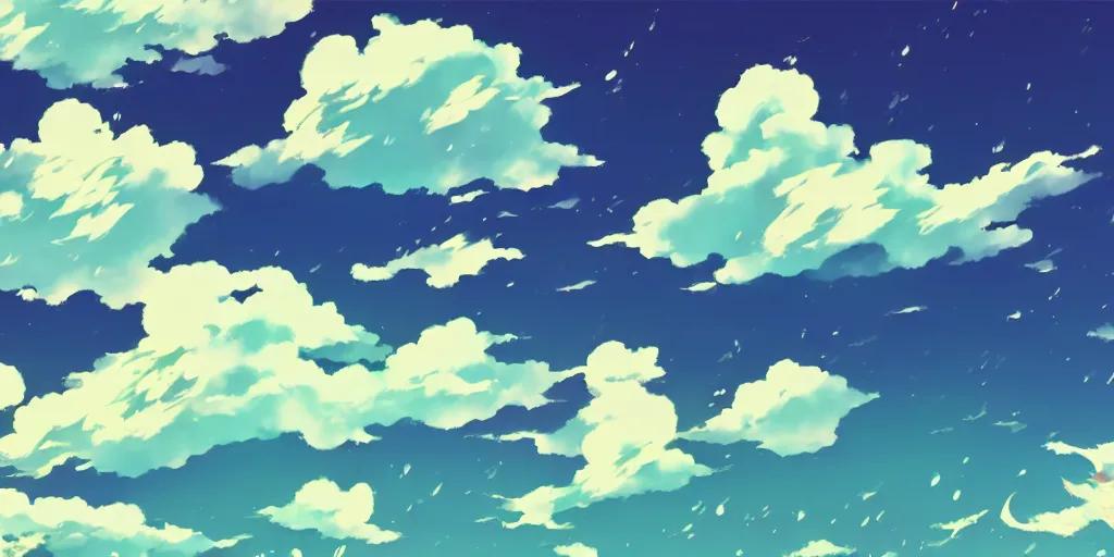 Image similar to A background for an anime-themed social media profile sky bright clouds bloom effect from Skyrim blender studio ghibli clouds