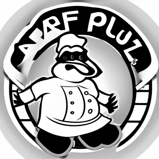 Image similar to chef platypus, logo style, black and white