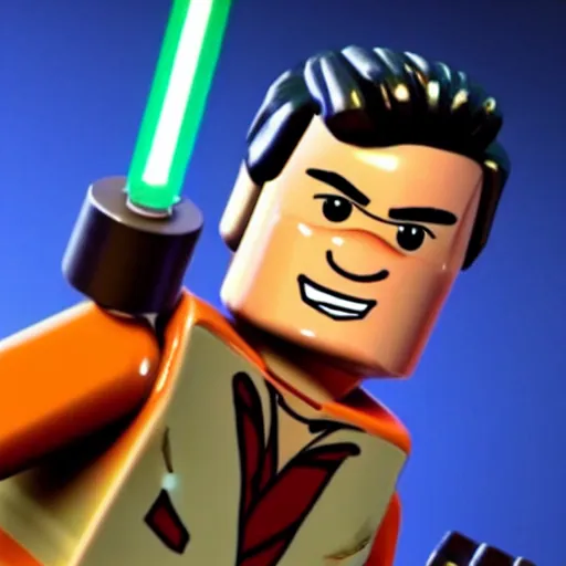 Image similar to a screenshot of bruce campbell in lego star wars. 3 d rendering. unreal engine. amazing likeness. very detailed. cartoon caricature