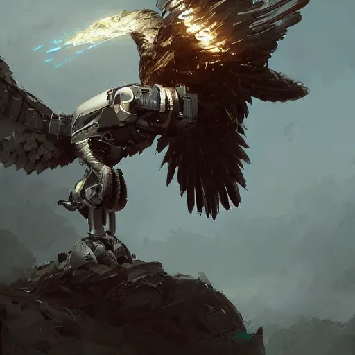 Image similar to robot eagle, Greg rutkowski, Trending artstation, cinematográfica, digital Art