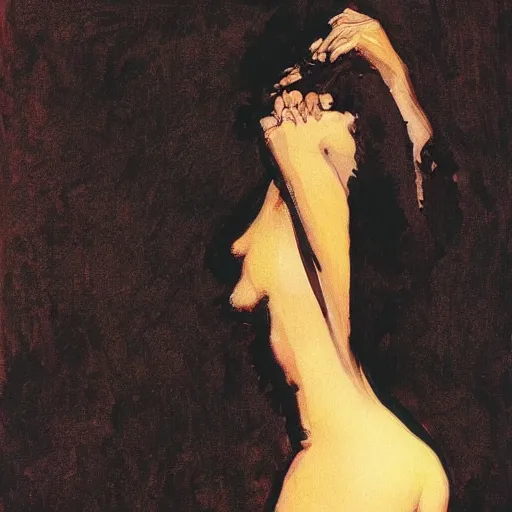 Image similar to portrait of a beautiful woman by jeffrey catherine jones