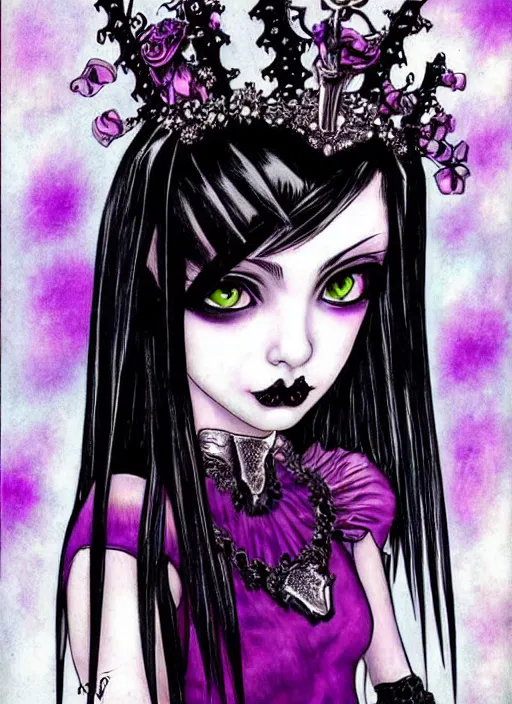 Prompt: ( ( gothic # ) ) princess portrait *. *. by battle angel alita * *, highly detailded