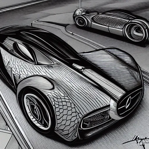How to draw Mercedes-Benz 540 K Special Roadster 1934 - Sketchok