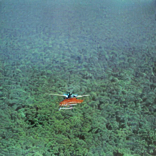 Prompt: american helicopter flying over the jungles of vietnam 1 9 7 0 s, 8 k detail