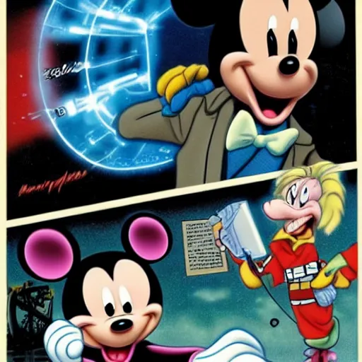 Prompt: Back to The Future part 96: the revenge starring Mickey Mouse-n 6