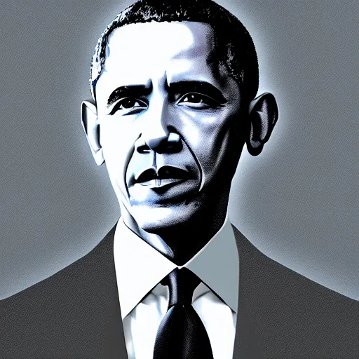 Prompt: barack obama as a cyborg portrait, digital art