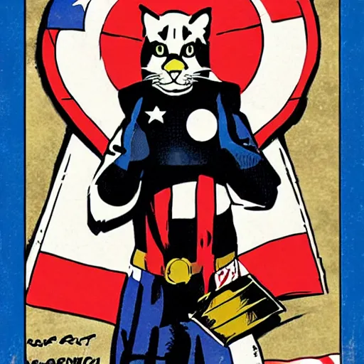 Image similar to cat as american captain by marvel comics