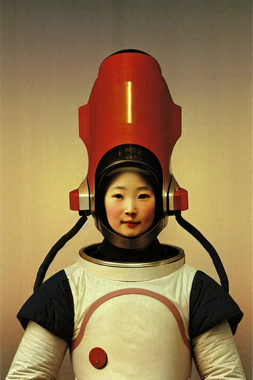Prompt: portrait of a astronaut in chinese armor and helmet, by bouguereau