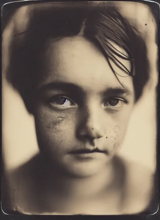 Prompt: dreamy close up portrait, photo realistic, elegant, award winning photograph, parallax, cinematic lighting, ambrotype wet plate collodion by martin shuller, richard avedon dorothe lange and and shane balkowitsch