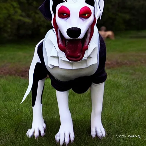 Prompt: a canine Pennywise, creepy, realistic