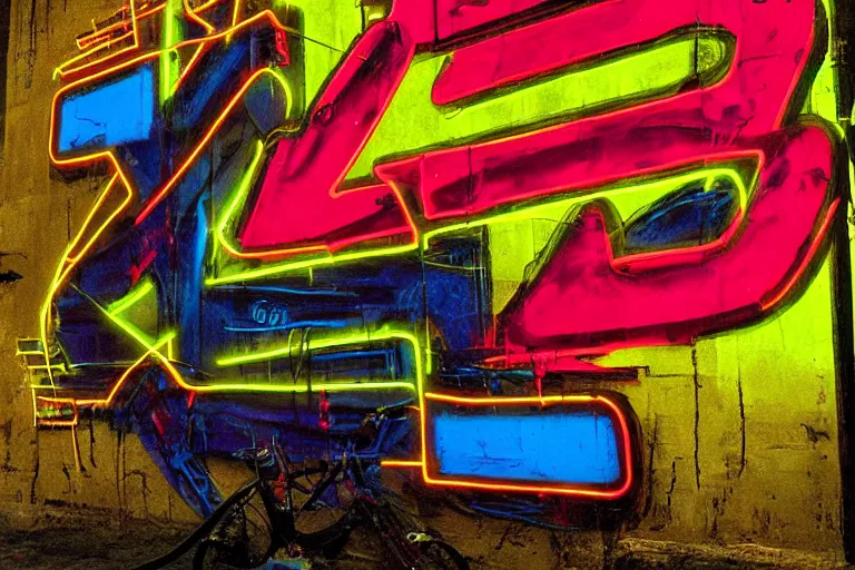 Image similar to neon graffiti by caravaggio