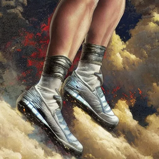 Image similar to STAR TREK SPORTS shoes designed in ancient Greece, (SFW) safe for work, photo realistic illustration by greg rutkowski, thomas kindkade, alphonse mucha, loish, norman rockwell